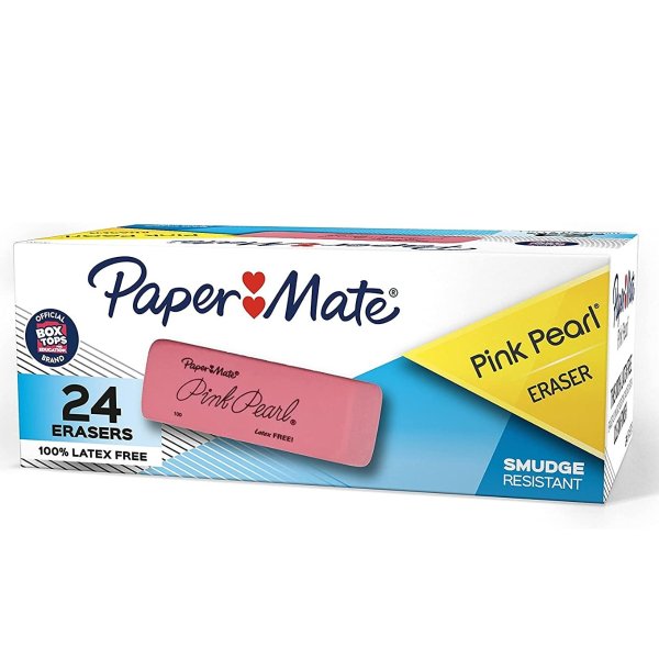 Pink Pearl Erasers, Medium, 24 pack