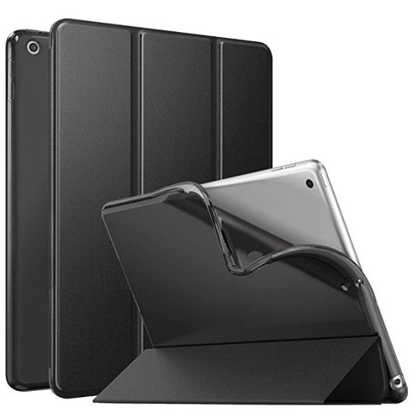 Case Fit New iPad 10.2 2019 (10.2 inch) - iPad 7th Generation 2019 Case with Stand, Soft TPU Translucent Frosted Back Cover Slim Smart Shell, Auto Wake/Sleep - Black