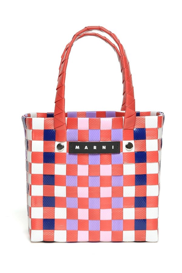 Logo-Patch Woven Tote Bag