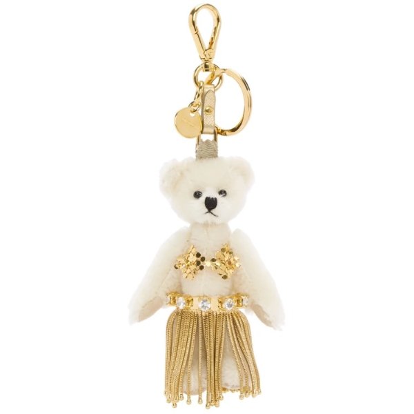 - White & Gold Leila Teddybear Keychain