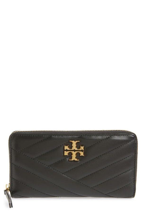 Kira Chevron Quilted Zip Leather Continental Wallet