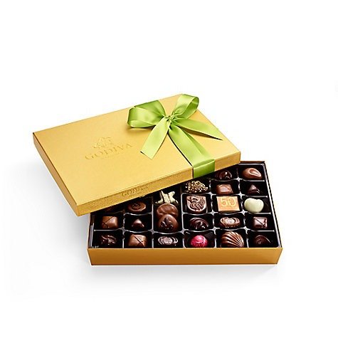 Assorted Chocolate Gold Gift Box, Spring Ribbon, 36 pc. | Godiva