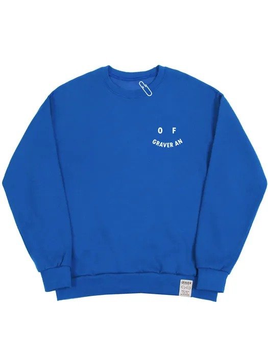 UNISEX OF GRAVER AN Logo Smile White Clip Sweatshirt (Cobalt Blue)