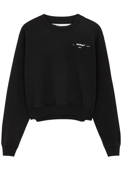 Black printed cotton sweatshirt