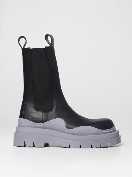 : Tire leather and fabric ankle boots - Black |boots 630284VBS50 online at GIGLIO.COM