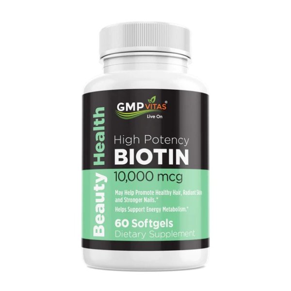 ® Biotin 10,000 mcg, 60 Softgels, Supports Healthy Hair, Skin, and Nails