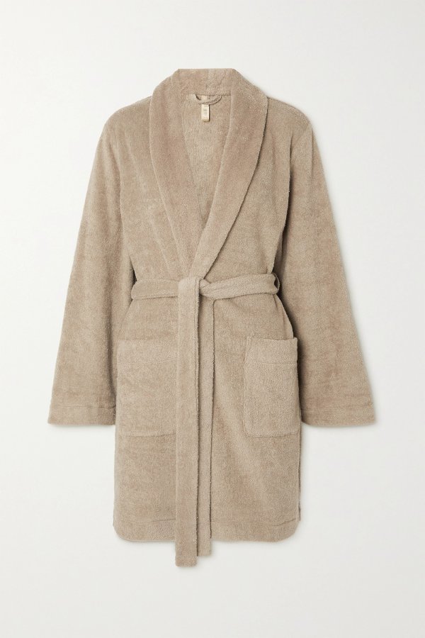 Terry cotton-blend robe - Desert