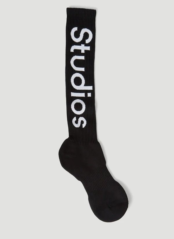 Logo Knee-High Socks in Black