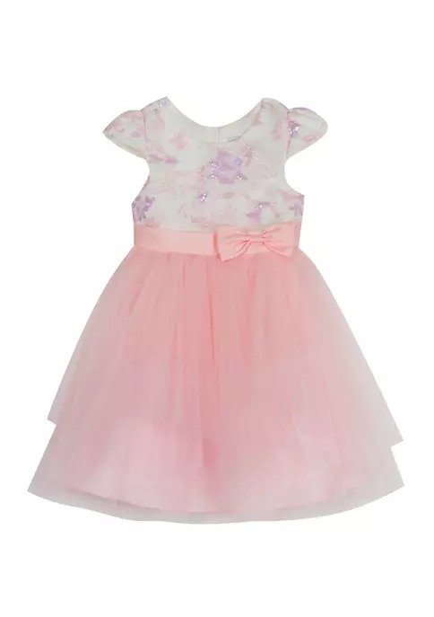 Toddler Girls Short Sleeve Embroidered Dress