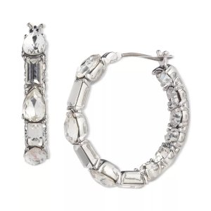 GivenchySmall Baguette & Pear-Shape Crystal Hoop Earrings, 0.78
