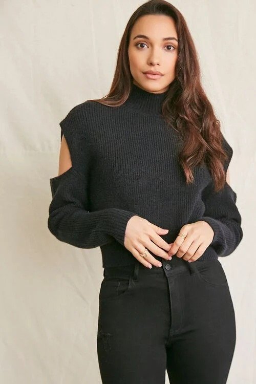 Ribbed Cutout Sweater