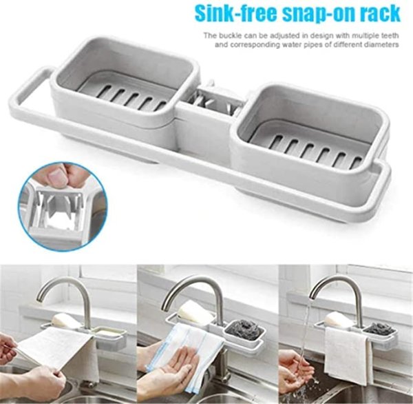 Sink Helper - Water Tap Storage Extender,Drain Rack Water Faucet Sink Sponge Soap Rag Storage Shelf Holder Home Kitchen Tool