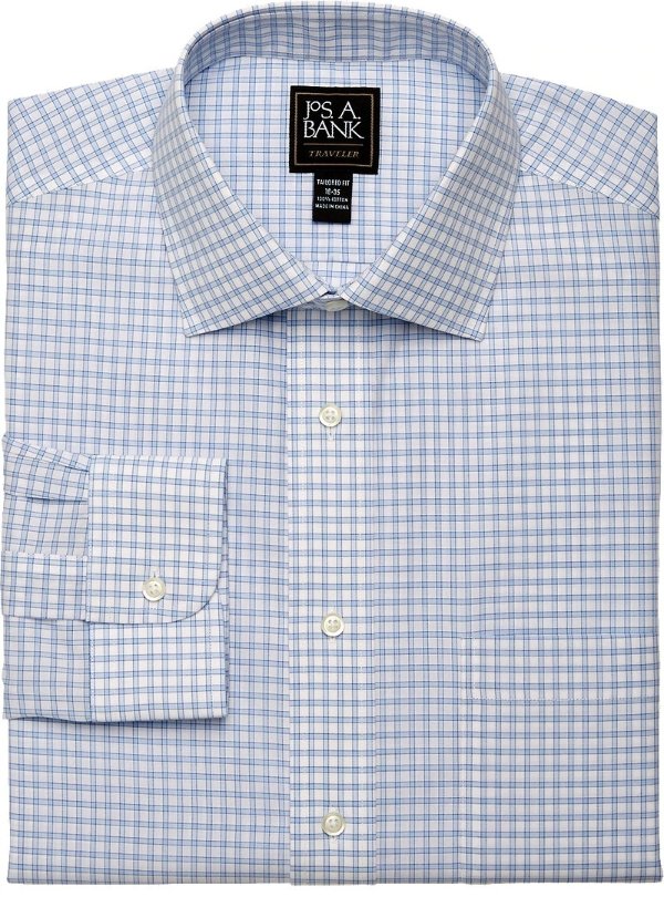 Traveler Collection Tailored Fit Spread Collar Check Dress Shirt