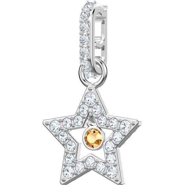 Remix Collection Charm, Star, White, Rhodium plating by