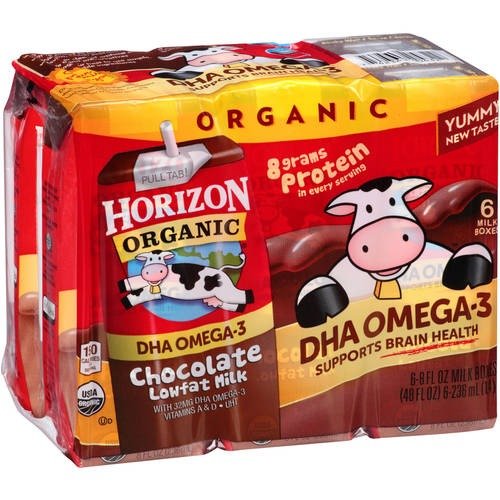 Horizon Organic Low-Fat DHA Chocolate Milk, 8 Fl. Oz., 6 Count