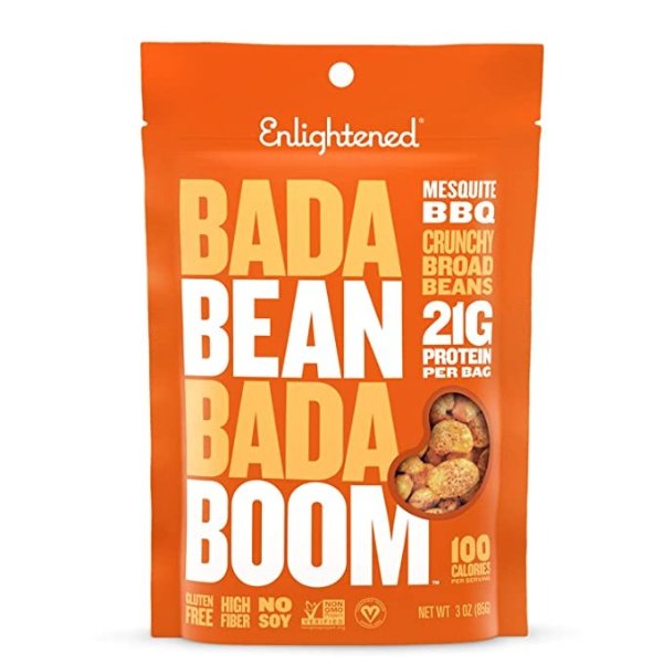 Bada Bean Bada Boom Plant-based Protein, Gluten Free, Vegan, Non-GMO, Soy Free, Roasted Broad Fava Bean Snacks, Mesquite BBQ, 3 Ounce (6 Count)