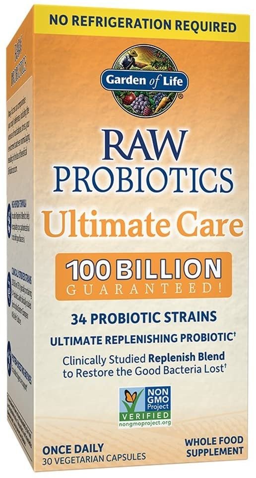 Probiotics For Women, Probiotics For Men And Adults: Raw Probiotics Ultimate Care 100 Billion CFU Shelf Stable Probiotic Supplement, Garden of Life Daily Probiotic, Digestive Enzymes, 30 Capsules