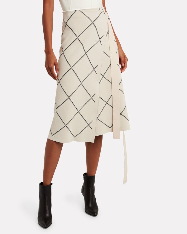 Windowpane Wrap Skirt
