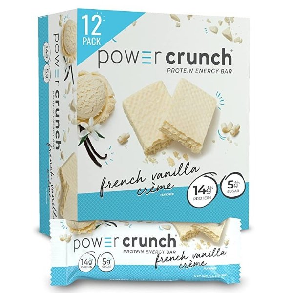 Power Crunch 香草奶油高蛋白能量棒 1.4oz 12支