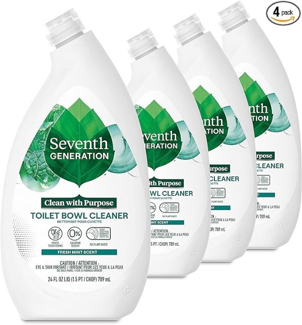 Toilet Bowl Cleaner Fresh Mint scent 4 Pack Without Chlorine Bleach Ammonia Free 24 oz