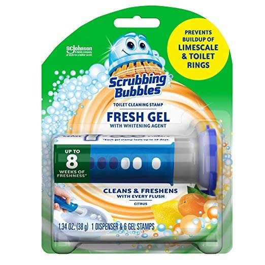 Fresh Gel Toilet Cleaning Stamp, Citrus, Dispenser with 6 Stamps, 1.34 Ounce (Pack of 1)
