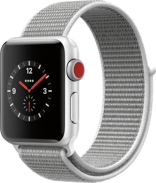 -Watch Series 3 (GPS + Cellular), 38mm Silver Aluminum Case with Seashell Sport Loop - Silver Aluminum