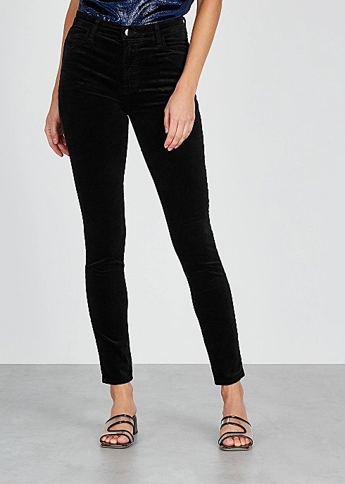 Maria black skinny velvet jeans