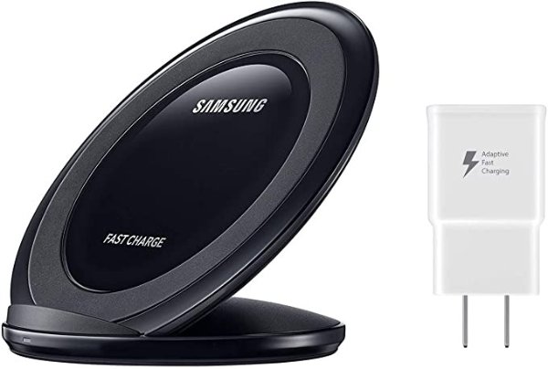Samsung Qi Certified Fast Charge Wireless Charging Pad + Stand - Supports wireless charging on Qi compatible smartphones - Black