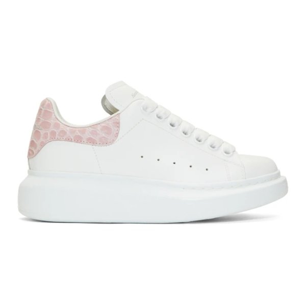 - White & Pink Croc Oversized Sneakers