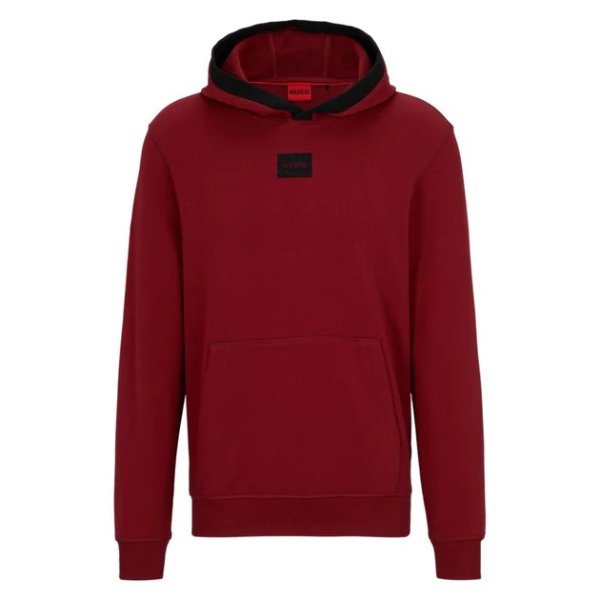cotton-terry regular-fit hoodie with flock-print logo