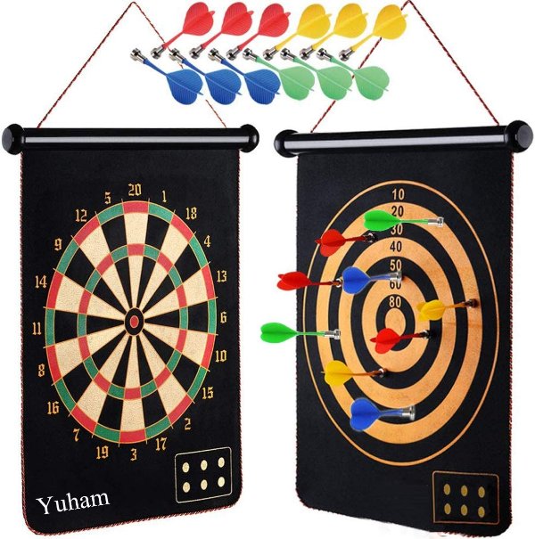 Yuham Magnetic Dart Board Indoor Outdoor Games for Kids and Adults with 12pcs Safe Darts