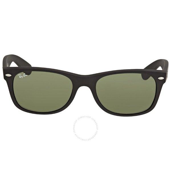 New Wayfarer Black Plastic Green Crystal 52mm Sunglasses