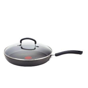 E91897 Ultimate Hard Anodized Nonstick Thermo-Spot Heat Indicator Deep Saute Pan Fry Pan with Glass Lid, 10-Inch