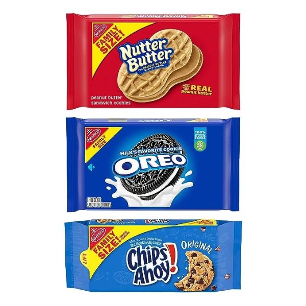 OREO, CHIPS AHOY! & Nutter Butter Cookie Variety Pack, Family Size, 3 Packs