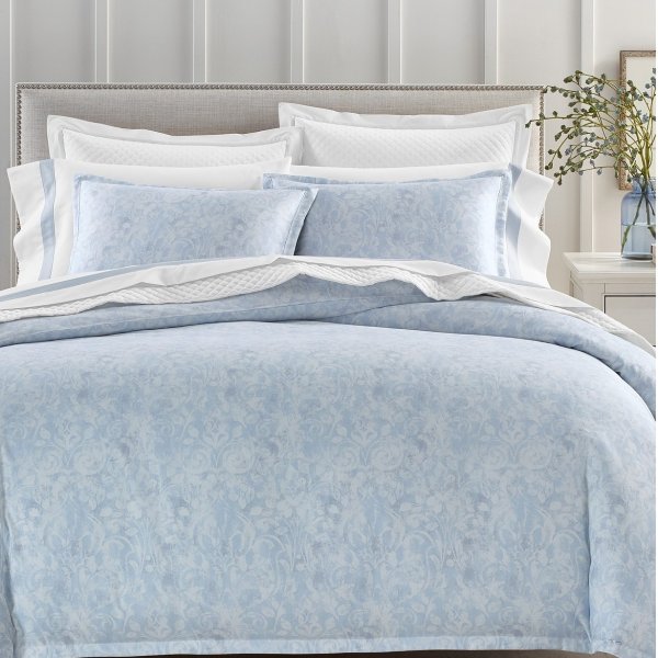 Sleep Luxe Cotton 800-Thread Count 2-Pc. Printed Paisley Blue Twin Duvet Cover Set, Created for Macy's
