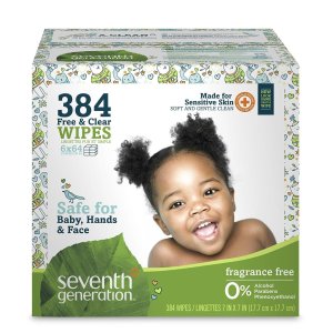 Seventh Generation Free and Clear Baby Wipes with Flip Top Dispenser, 384 Count