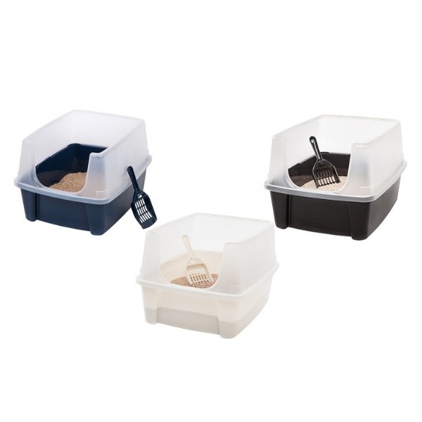 IRIS Open-Top Litter Box with Shield and Scoop