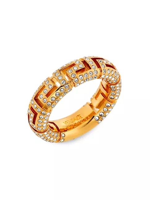 Goldtone & Glass Crystal Greca Ring