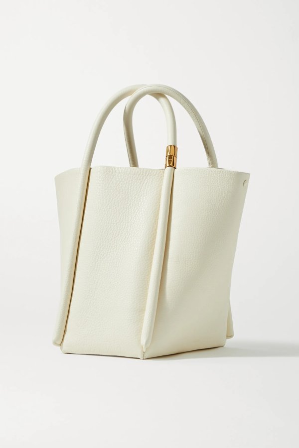 Lotus 25 textured-leather tote