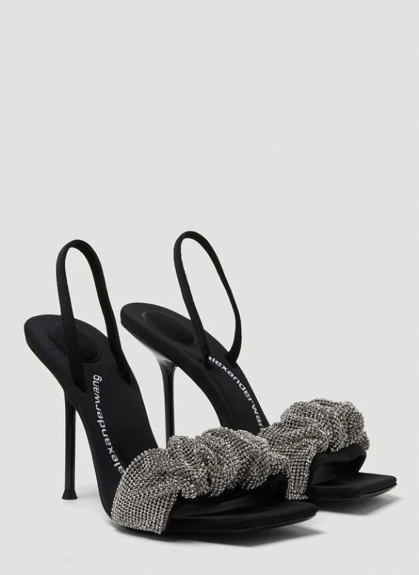 Julia Crystal Scrunchie High Heels in Black