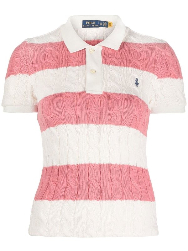 striped knit polo shirt
