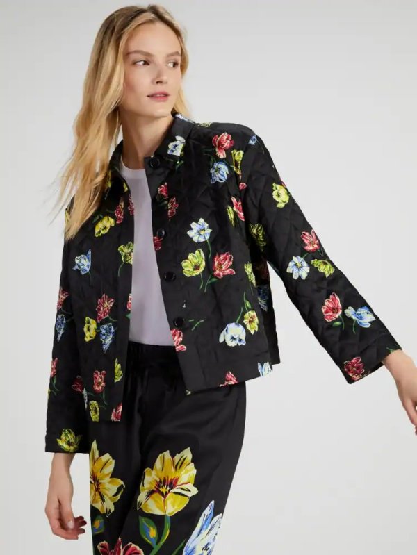Quilted Placed Floral Jacket