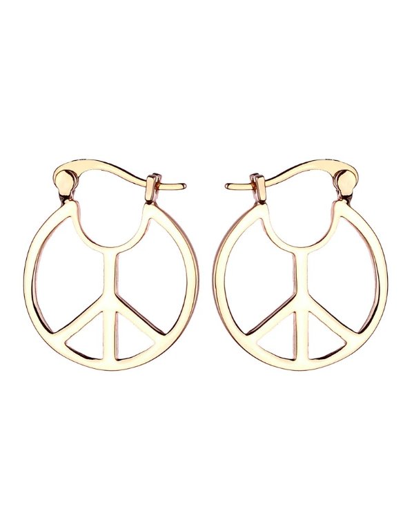 Gold Peace Sign Small Hoop