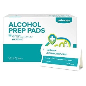 Dealmoon Exclusive: Winner Alcohol Prep Pads, 4-Ply Square Cotton Pads Well-Saturated in Alcohol, 50 Alcohol Wipes