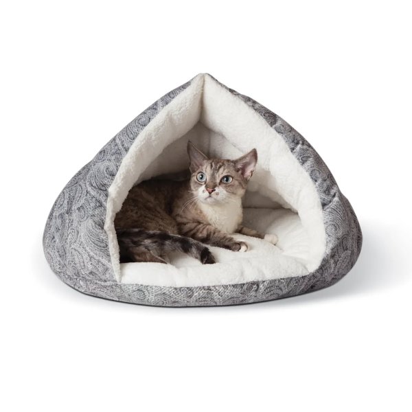 Self Warming Kitty Hut Gray Pet Bed, 19" L X 18" W | Petco