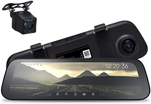 Rearview Dash Cam Wide, Sony IMX307 Night Vision Backup Camera IP67 Waterproof, Mirror Dash Cam 1080p, 10" IPS Screen Smart Dash Camera for Cars, Front and Rear Dual Lens 265°, App WiFi (2021)