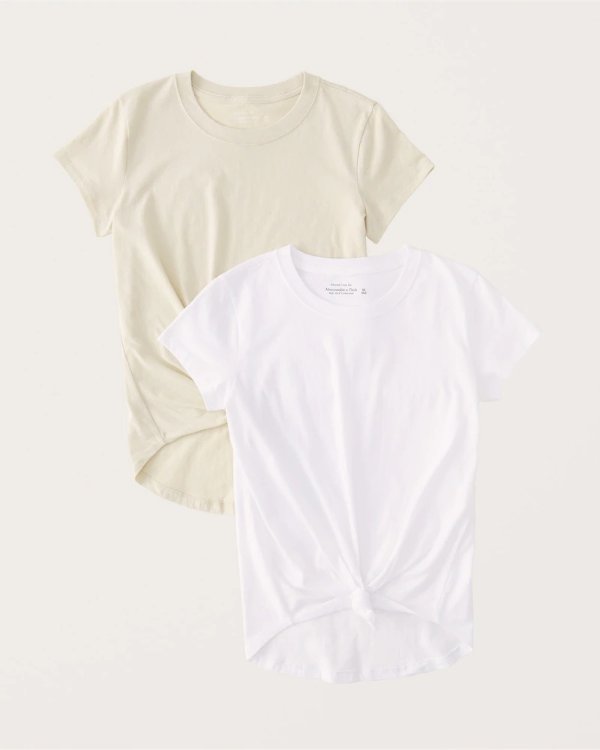 Women's 2-Pack Knotted Crew Tee | Women's A&F Essentials | Abercrombie.com