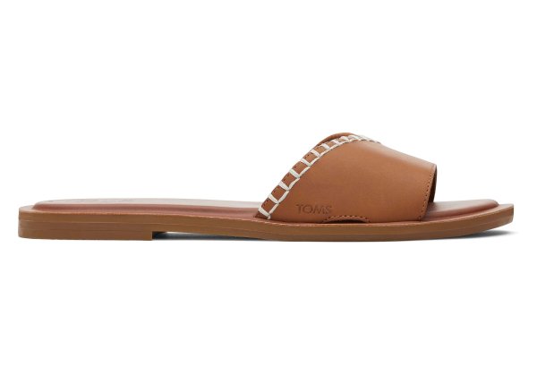 Women Shea Tan Leather Slide Sandal