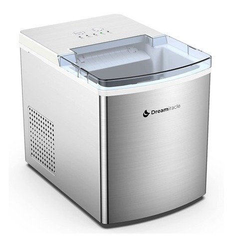 Ice Maker Machine for Countertop, DreamiracleCubes Ready in 6 Mins, 33 lbsin 24 H, Self-cleaningMachine, ElectricMaker Stainless Steel