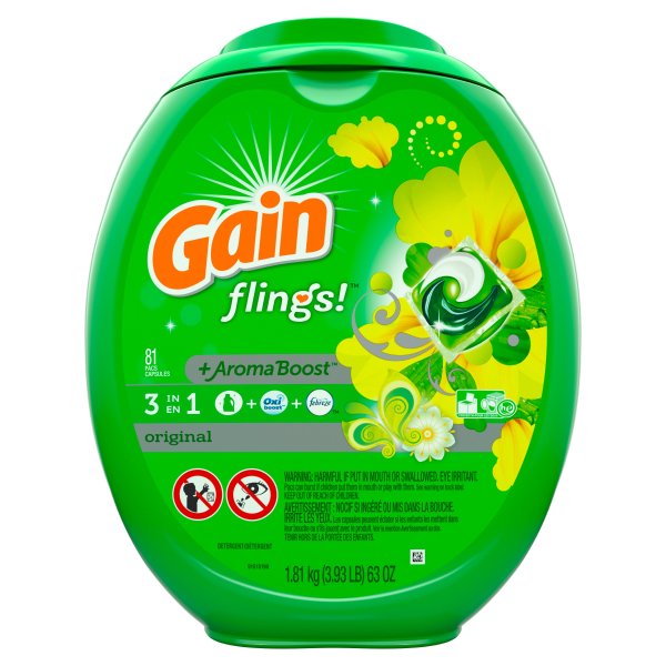 flings! + AromaBoost, Laundry Detergent Pacs, Original, 81 Count